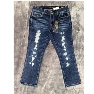 One 5 one distressed capri jeans